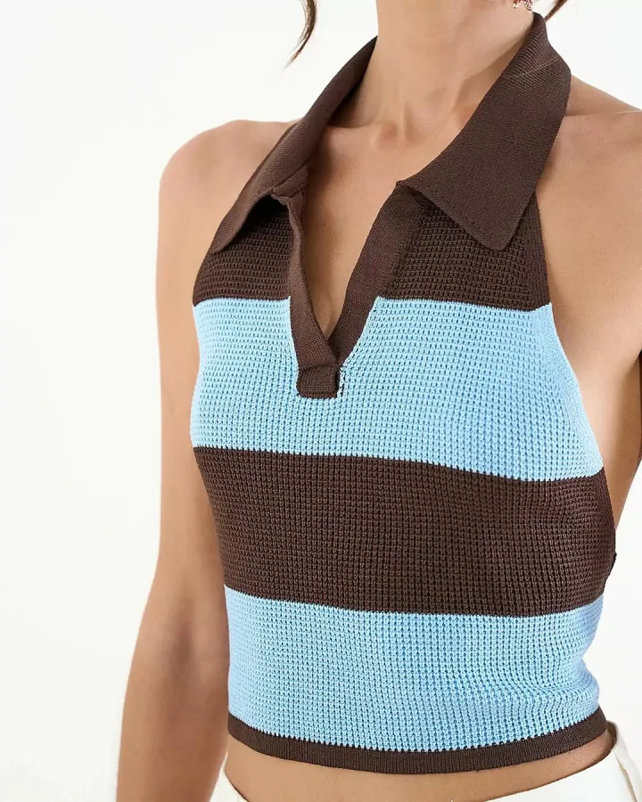 Regata em tricot listrada